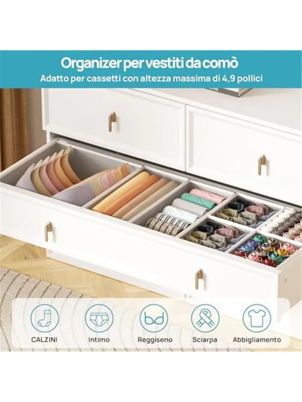 Closet Drawer Organizer Bins Set 12 Pack Fabric Storage Boxes Underwear Socks